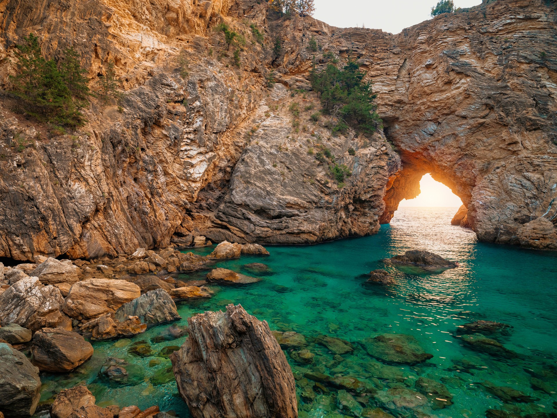 Delik Deniz Kral bay located in ancient city Antiochia ad Cragugum in Gazipaşa, Antalya. Turkey